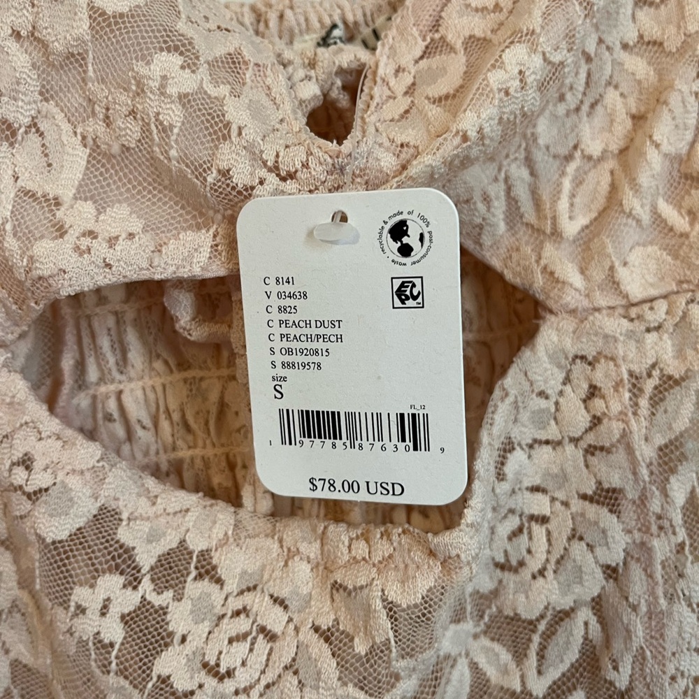 NWT Free People Lace Keyhole Bodysuit in Blush - Picture 7 of 7